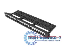 Patch panel pusty 24 porty 1U 19 cali czarny z organizerem do modułów keystone