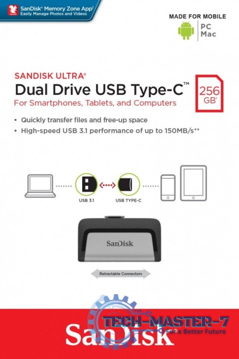 Pendrive Ultra Dual Drive 256GB USB 3.1 Type-C 150MB/s Pendrive Ultra Dual Drive 256GB USB 3.1 Type-C 150MB/s