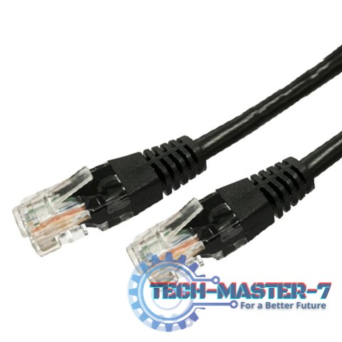 Kabel Patchcord miedziany kat.5e RJ45 UTP 10m. czarny