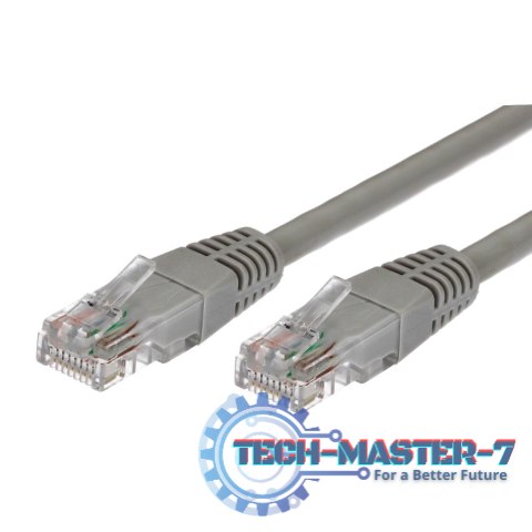 Kabel Patchcord miedziany kat.5e RJ45 UTP 1m. szary
