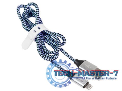 Kabel USB 2.0 iPhone AM lightning 1,0m czarno-niebieski Kabel USB 2.0 iPhone AM lightning 1,0m czarno-niebieski