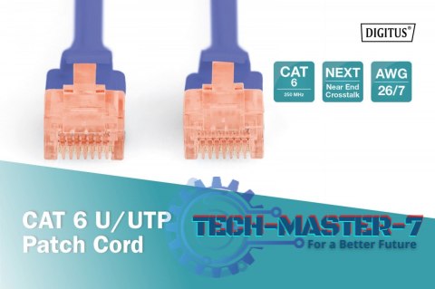 Patch cord U/UTP kat.6 PVC 5m niebieski Patch cord U/UTP kat.6 PVC 5m niebieski