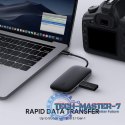 CB-C71 aluminiowy HUB USB-C | 8w1 | RJ45 Ethernet 10/100/1000Mbps | 3xUSB 3.1 | HDMI 4k@30Hz | SD i microSD | USB-C Power Delive