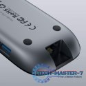 CB-C71 aluminiowy HUB USB-C | 8w1 | RJ45 Ethernet 10/100/1000Mbps | 3xUSB 3.1 | HDMI 4k@30Hz | SD i microSD | USB-C Power Delive