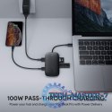 CB-C71 aluminiowy HUB USB-C | 8w1 | RJ45 Ethernet 10/100/1000Mbps | 3xUSB 3.1 | HDMI 4k@30Hz | SD i microSD | USB-C Power Delive
