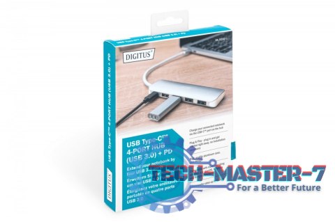 HUB/Koncentrator 4-portowy USB 3.0 SuperSpeed z Typ C Power Delivery, aluminium HUB/Koncentrator 4-portowy USB 3.0 SuperSpeed z Typ C Power Delivery, aluminium