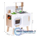 Drewniana kuchnia dla dzieci retro piekarnik palniki zlew akcesoria kuchenne ECOTOYS ECOTOYS