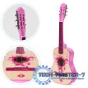Gitara dla dzieci różowa duża - 34` drewniana 6 strun metalowe i nylonowe ECOTOYS ECOTOYS