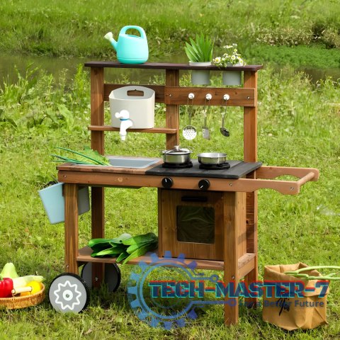 Kuchnia błotna outdoor dla dzieci z akcesoriami drewno jodłowe ECOTOYS ECOTOYS Kuchnia błotna outdoor dla dzieci z akcesoriami drewno jodłowe ECOTOYS ECOTOYS