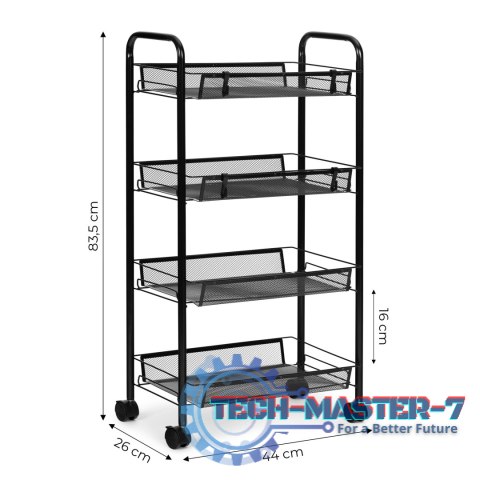 Regał organizer pomocnik do kuchni łazienki metalowy 4 półki kółka czarny ModernHome ModernHome Regał organizer pomocnik do kuchni łazienki metalowy 4 półki kółka czarny ModernHome ModernHome
