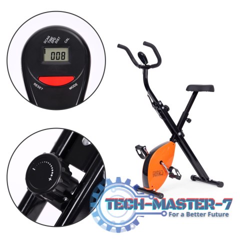 Rowerek treningowy rower stacjonanry fitness mechaniczny licznik komputer płynna regulacja - pomarańczowy ModernHome ModernHome Rowerek treningowy rower stacjonanry fitness mechaniczny licznik komputer płynna regulacja - pomarańczowy ModernHome ModernHome