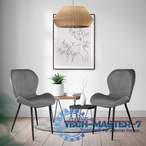 Zestaw 4 krzeseł do salonu jadalni nowoczesne krzesło szary welur ModernHome ModernHome Zestaw 4 krzeseł do salonu jadalni nowoczesne krzesło szary welur ModernHome ModernHome