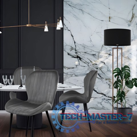 Zestaw 4 krzeseł do salonu jadalni nowoczesne krzesło szary welur ModernHome ModernHome Zestaw 4 krzeseł do salonu jadalni nowoczesne krzesło szary welur ModernHome ModernHome