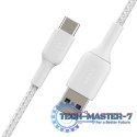 Kabel Braided USB-C USB-A 3m biały