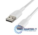 Kabel Braided USB-C USB-A 3m biały