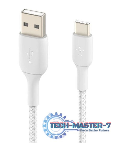 Kabel Braided USB-C USB-A 3m biały Kabel Braided USB-C USB-A 3m biały