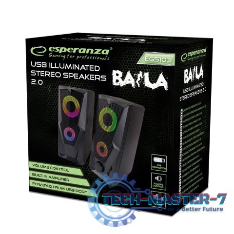 Głośnik 2,0 USB Led Rainbow Baila Głośnik 2,0 USB Led Rainbow Baila