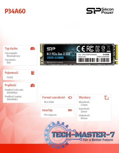 Dysk SSD A60 512GB M.2 PCIe 2200/1600 MB/s NVMe Dysk SSD A60 512GB M.2 PCIe 2200/1600 MB/s NVMe