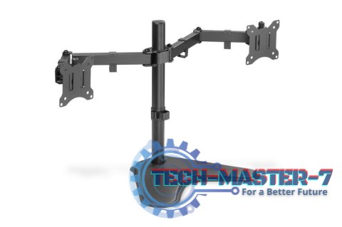 Stojak biurkowy podwójny z zaciskiem 2xLCD max. 32" max. Obciążenie 2x 8kg uchylno-obrotowy czarny