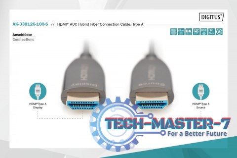 Kabel połączeniowy hybrydowy AOC HDMI 2.1 Ultra High Speed 8K/60Hz UHD HDMI A/HDMI A M/M czarny 10m Kabel połączeniowy hybrydowy AOC HDMI 2.1 Ultra High Speed 8K/60Hz UHD HDMI A/HDMI A M/M czarny 10m