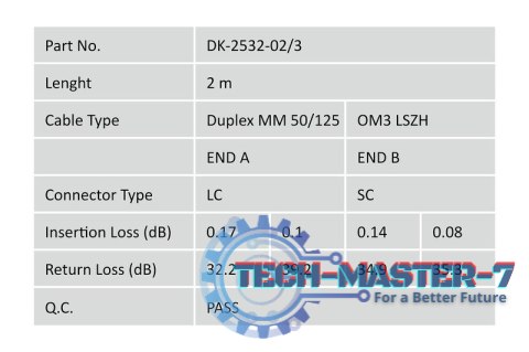 Patchcord światłowodowy FO LC-SC MM 50/125 OM3 duplex LSOH 2m Patchcord światłowodowy FO LC-SC MM 50/125 OM3 duplex LSOH 2m