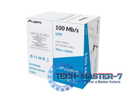 Kabel LAN UTP 100Mb/s 305m drut cca czarny Kabel LAN UTP 100Mb/s 305m drut cca czarny