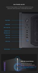 Obudowa S5 Black ATX Mid Tower PC Case RGB fan TG