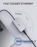 CB-C91 aluminiowy HUB USB-C | 8w1 | RJ45 Ethernet 10/100/1000Mbps | 3xUSB 3.1 | HDMI 4k@30Hz | SD i micro SD | USB-C Power Deliv