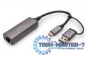 Karta sieciowa przewodowa USB 3.1 Typ C + USB A do 1x RJ45 2.5 Gigabit Ethernet 10/100/1000/2500Mbps