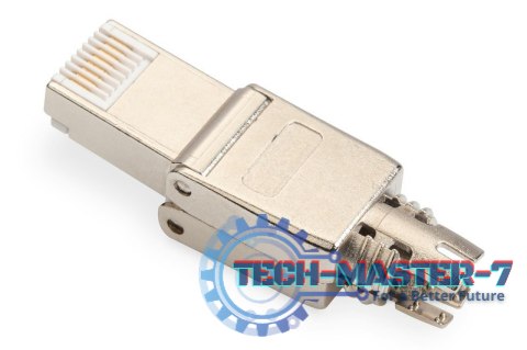 Wtyk modularny RJ45 kat.6A, PoE++, 10GbE, STP, ekranowany, beznarzędziowy, zakręcany, metalowy, AWG 26-22, dł.50mm Wtyk modularny RJ45 kat.6A, PoE++, 10GbE, STP, ekranowany, beznarzędziowy, zakręcany, metalowy, AWG 26-22, dł.50mm