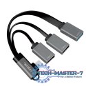 Hub USB 3.2, USB-C/M 90, do 3xUSB-A/F, 0.15m