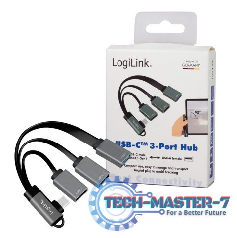 Hub USB 3.2, USB-C/M 90, do 3xUSB-A/F, 0.15m Hub USB 3.2, USB-C/M 90, do 3xUSB-A/F, 0.15m