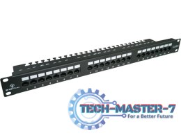 Patch panel UTP kat.6 24 porty LSA z półką 1U