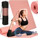 Mata do ćwiczeń jogi gimnastyczna treningowa fitness karimata gruba 1,5cm różowa + pokrowiec
