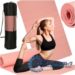 Mata do ćwiczeń jogi gimnastyczna treningowa fitness karimata gruba 1,5cm różowa + pokrowiec