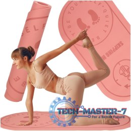 Mata fitness do ćwiczeń jogi skakania na skakance wygłuszająca antypoślizgowa 125x61.5x0,6 cm różowa