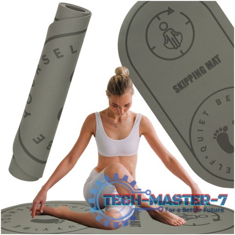 Mata fitness do ćwiczeń jogi skakania na skakance wygłuszająca antypoślizgowa 125x61,5x0,6 cm szara