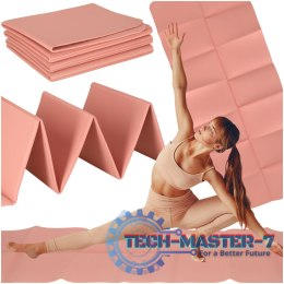 Mata fitness gimnastyczna do ćwiczeń jogi pilatesu fitness joga składana 183x61x0,4 cm różowy