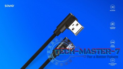 Kabel z dwustronnym złączem USB Micro USB - USB A 2m, CL-162 Kabel z dwustronnym złączem USB Micro USB - USB A 2m, CL-162