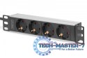 Listwa zasilająca do szaf 10" RACK 4xSchuko, 2m 1xUnischuko, 16A, aluminiowa