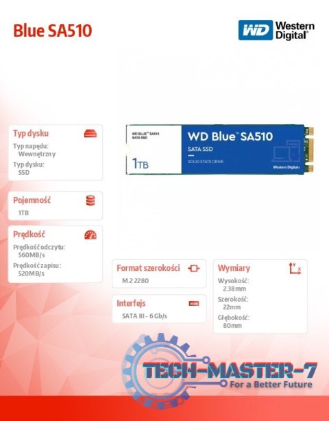Dysk SSD Blue 1TB SA510 M.2 2280 WDS100T3B0B Dysk SSD Blue 1TB SA510 M.2 2280 WDS100T3B0B