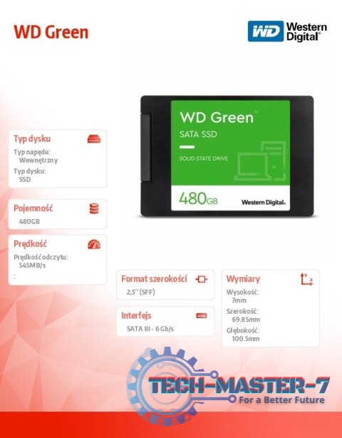 Dysk SSD WD Green 480GB SATA 2,5 cala WDS480G3G0A Dysk SSD WD Green 480GB SATA 2,5 cala WDS480G3G0A