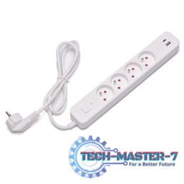 Listwa zasilająca przeciwprzepięciowa 4 gniazda USB-A i USB-C, 1.5m, LZ-11