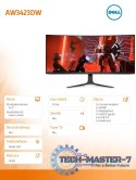 Monitor Alienware AW3423DW 34.1 cali Curved NVIDIA G-Sync Ultimate 175Hz OLED QHD (3440x1440) /21:9/DP/2xHDMI/5xUSB 3.2/3Y AES&P