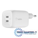 Podwójna ładowarka ścienna USB-C GaN z PPS 65 W Biała