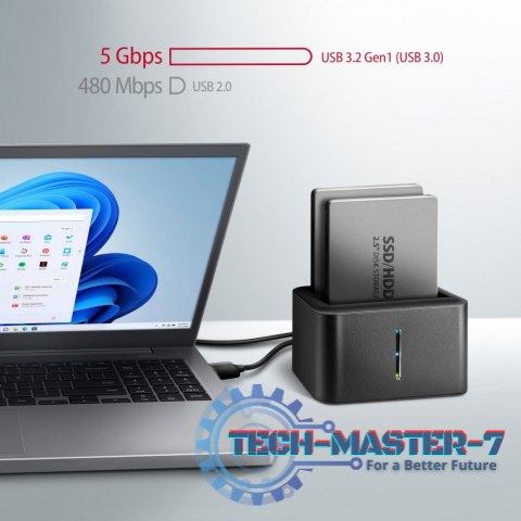 ADSA-D25 MINI stacja dokująca USB 3.2 Gen 1 - 2x SATA 6G 2.5" SSD/HDD CLONE ADSA-D25 MINI stacja dokująca USB 3.2 Gen 1 - 2x SATA 6G 2.5" SSD/HDD CLONE
