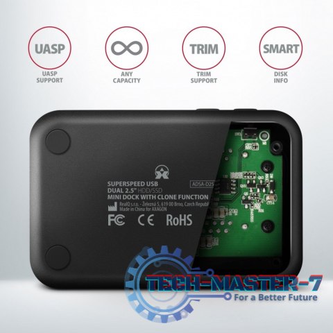 ADSA-D25 MINI stacja dokująca USB 3.2 Gen 1 - 2x SATA 6G 2.5" SSD/HDD CLONE ADSA-D25 MINI stacja dokująca USB 3.2 Gen 1 - 2x SATA 6G 2.5" SSD/HDD CLONE