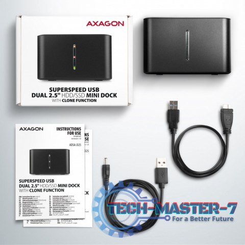 ADSA-D25 MINI stacja dokująca USB 3.2 Gen 1 - 2x SATA 6G 2.5" SSD/HDD CLONE ADSA-D25 MINI stacja dokująca USB 3.2 Gen 1 - 2x SATA 6G 2.5" SSD/HDD CLONE