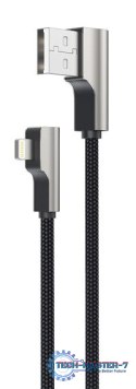 CB-AL04 Czarny OEM nylonowy kabel USB - Lightning | 1m | wtyki 90 stopni | certyfikat MFi