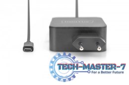 Ładowarka sieciowa zasilacz 1x USB-C PD 3.0 max. 65W zintegrowany kabel 1,2m Czarna